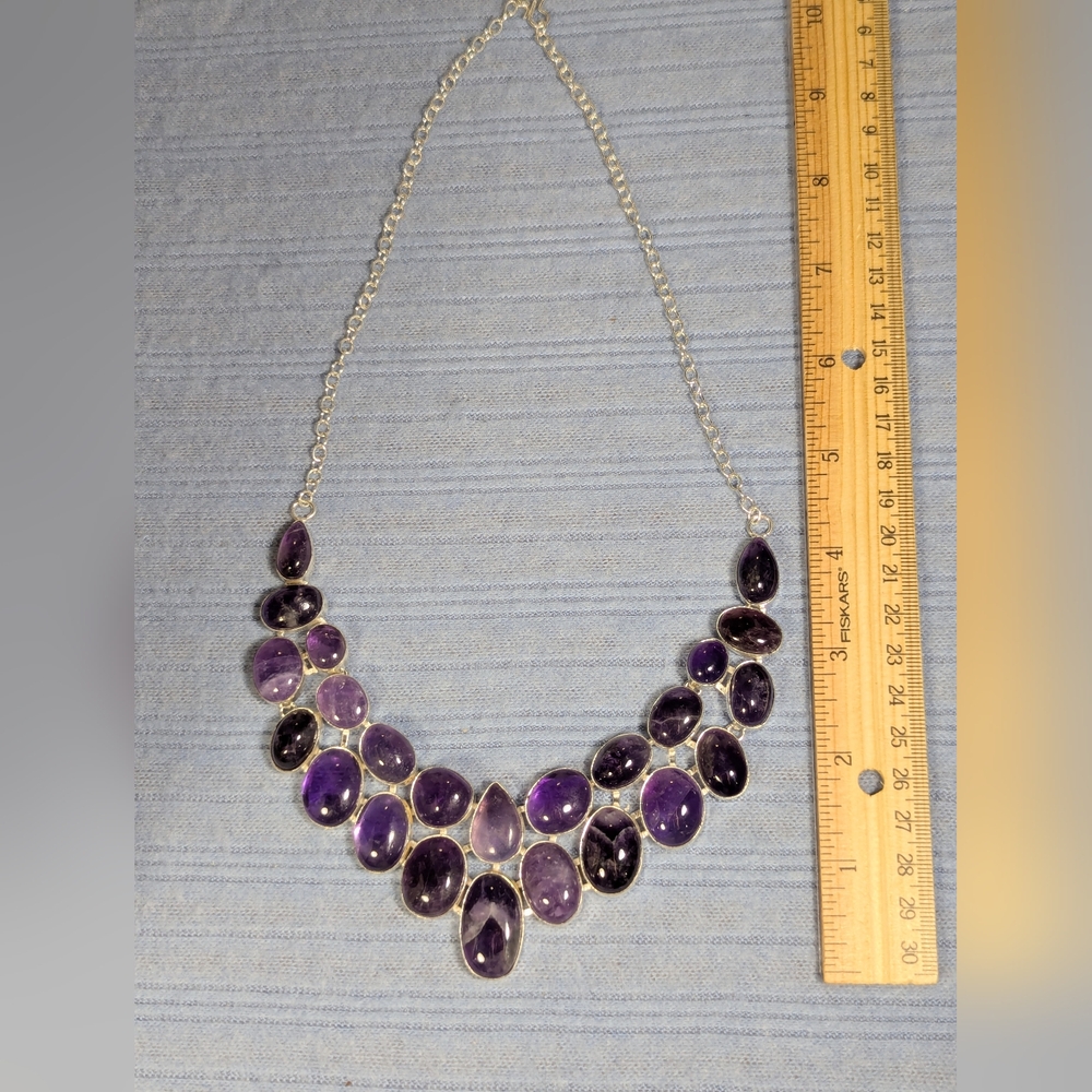Amethyst Large Stone Statement Necklace - image 3